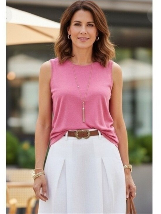 J. Jill Tops - J.Jill 100% Linen Pleated‎ Back Love Linen Tank Pink Womens XS Lagenlook Coastal